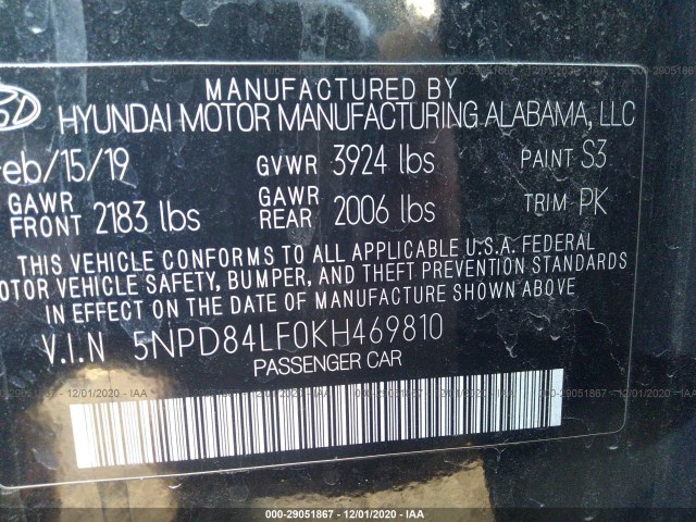 Photo 8 VIN: 5NPD84LF0KH469810 - HYUNDAI ELANTRA 