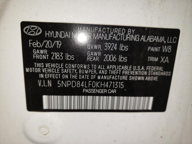 Photo 9 VIN: 5NPD84LF0KH471315 - HYUNDAI ELANTRA SE 