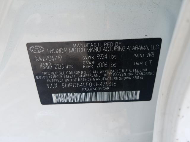 Photo 9 VIN: 5NPD84LF0KH475316 - HYUNDAI ELANTRA SE 