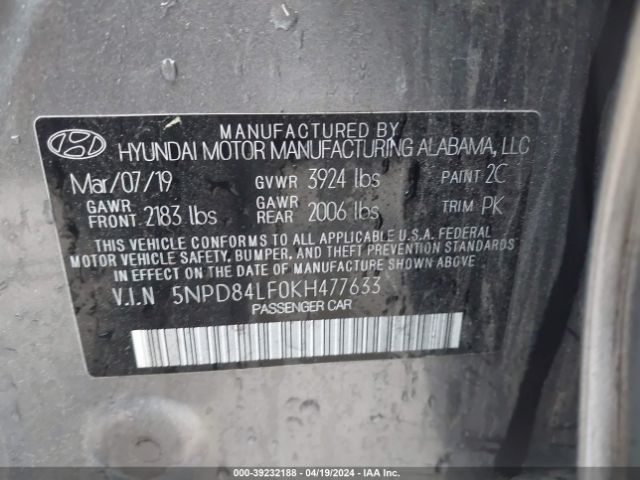 Photo 8 VIN: 5NPD84LF0KH477633 - HYUNDAI ELANTRA 