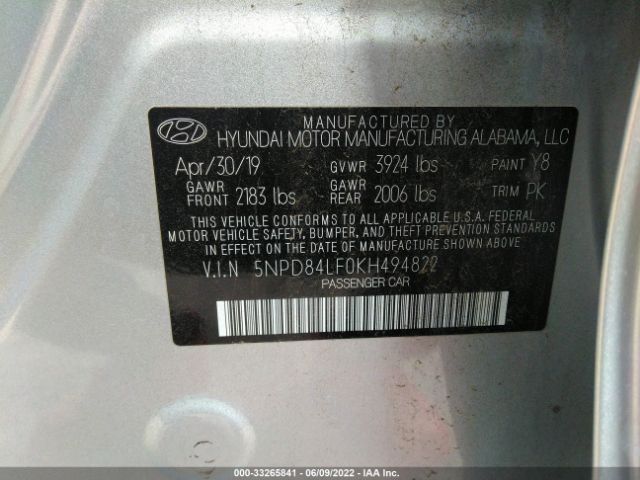 Photo 8 VIN: 5NPD84LF0KH494822 - HYUNDAI ELANTRA 