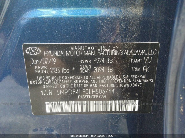 Photo 8 VIN: 5NPD84LF0LH506744 - HYUNDAI ELANTRA 