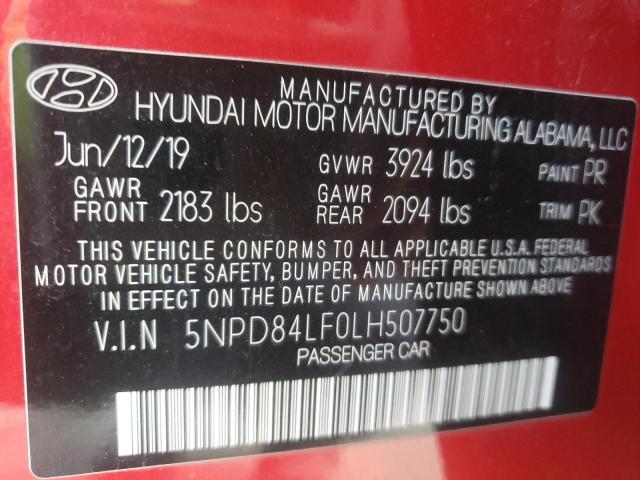 Photo 9 VIN: 5NPD84LF0LH507750 - HYUNDAI ELANTRA SE 