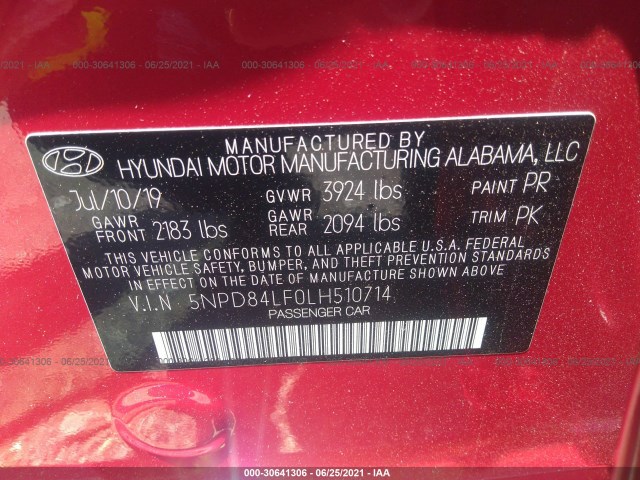 Photo 8 VIN: 5NPD84LF0LH510714 - HYUNDAI ELANTRA 