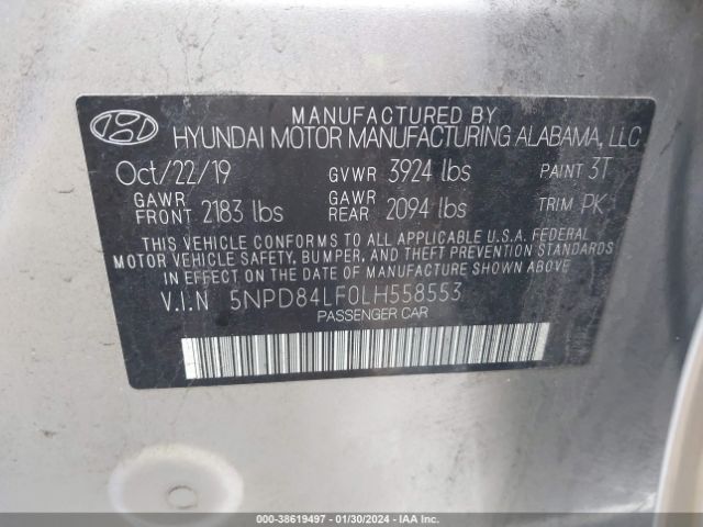 Photo 8 VIN: 5NPD84LF0LH558553 - HYUNDAI ELANTRA 