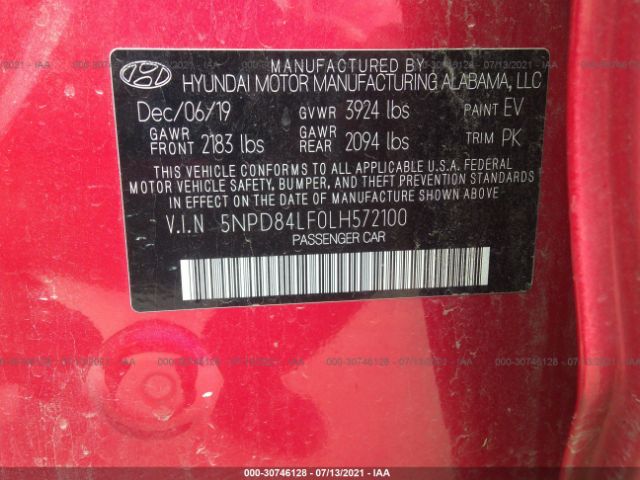 Photo 8 VIN: 5NPD84LF0LH572100 - HYUNDAI ELANTRA 