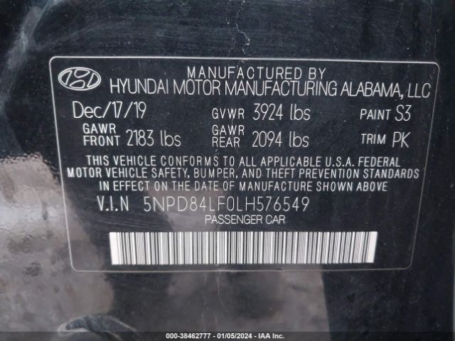 Photo 8 VIN: 5NPD84LF0LH576549 - HYUNDAI ELANTRA 