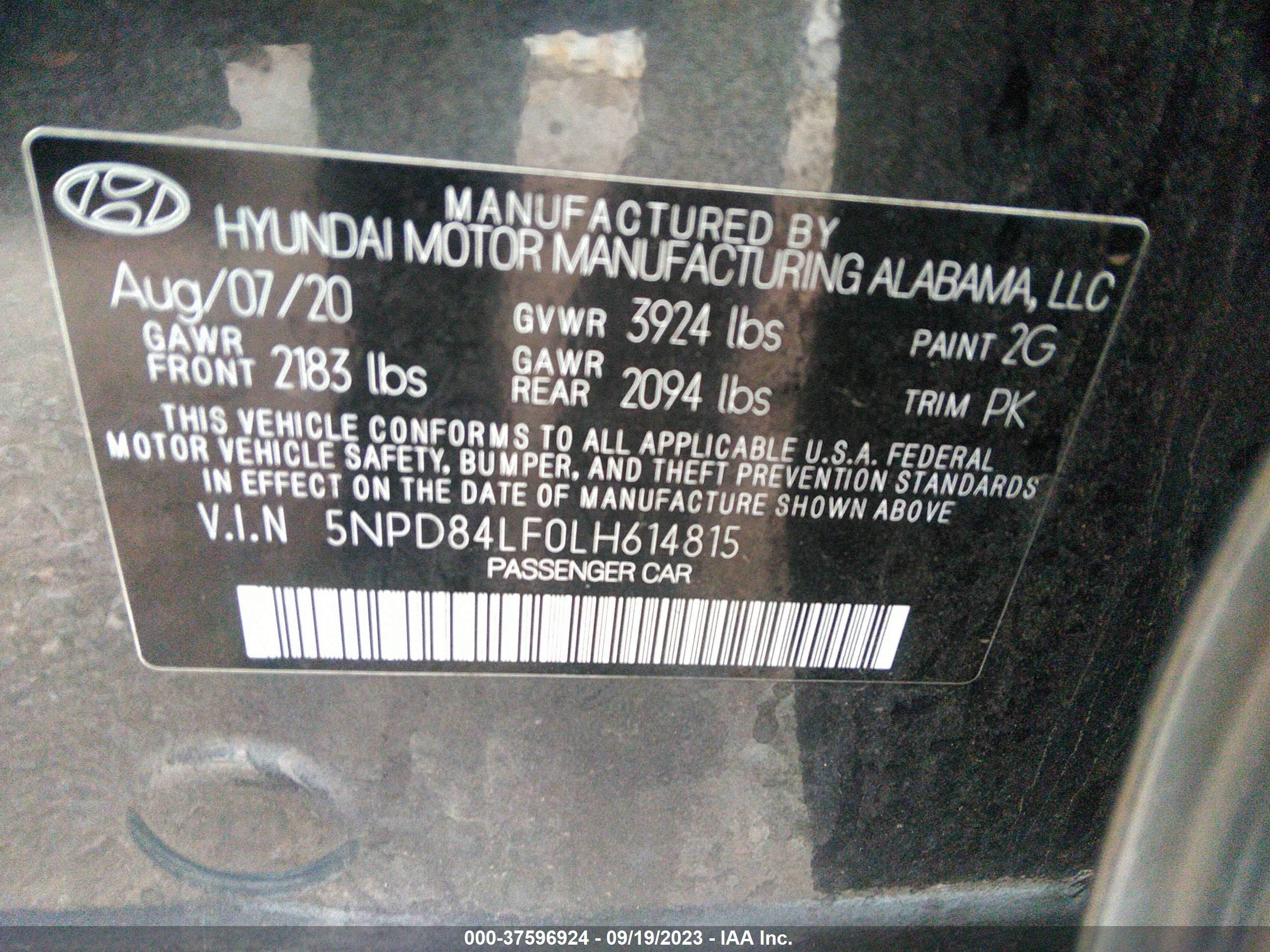 Photo 8 VIN: 5NPD84LF0LH614815 - HYUNDAI ELANTRA 