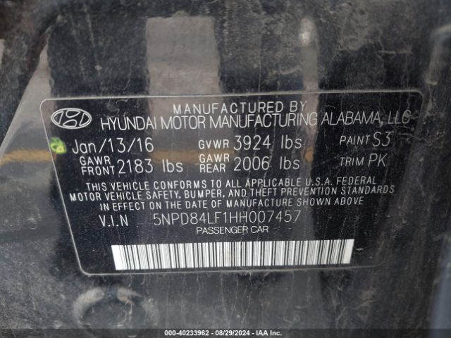 Photo 8 VIN: 5NPD84LF1HH007457 - HYUNDAI ELANTRA 