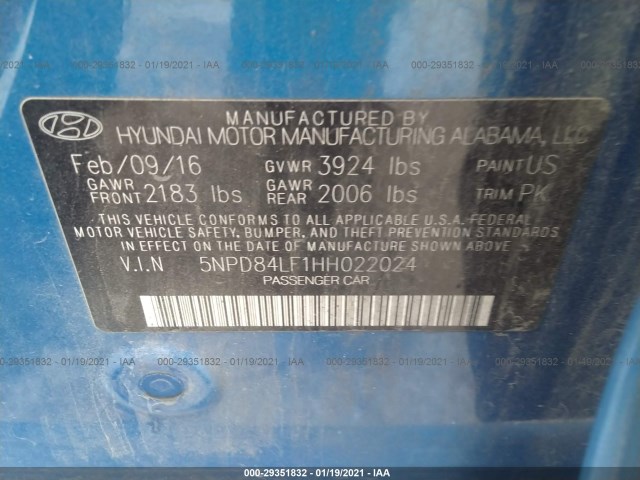 Photo 8 VIN: 5NPD84LF1HH022024 - HYUNDAI ELANTRA 