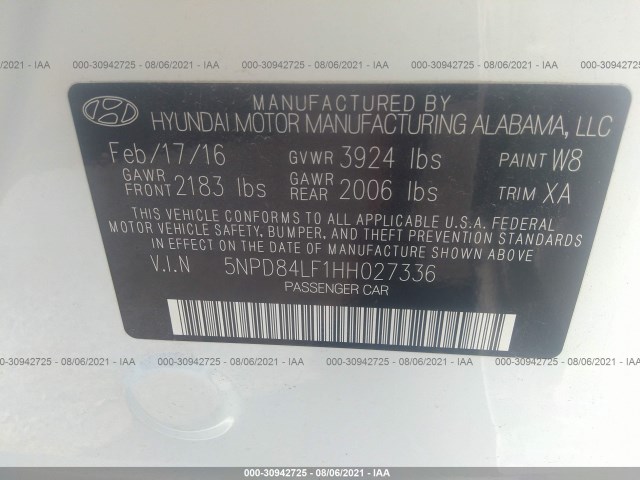 Photo 8 VIN: 5NPD84LF1HH027336 - HYUNDAI ELANTRA 