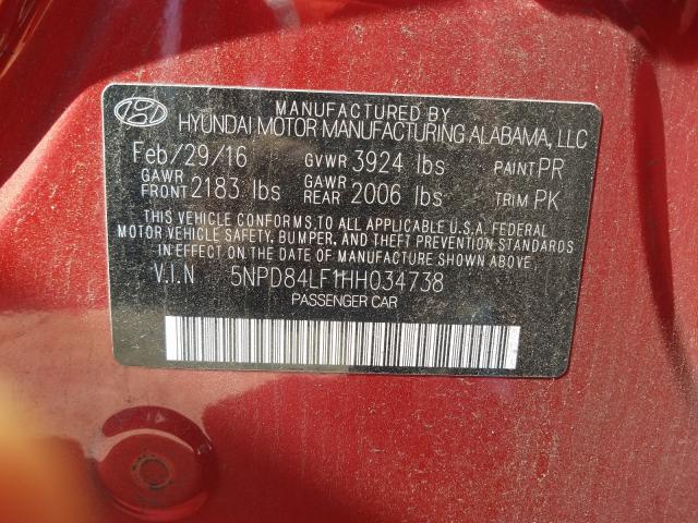 Photo 9 VIN: 5NPD84LF1HH034738 - HYUNDAI ELANTRA 