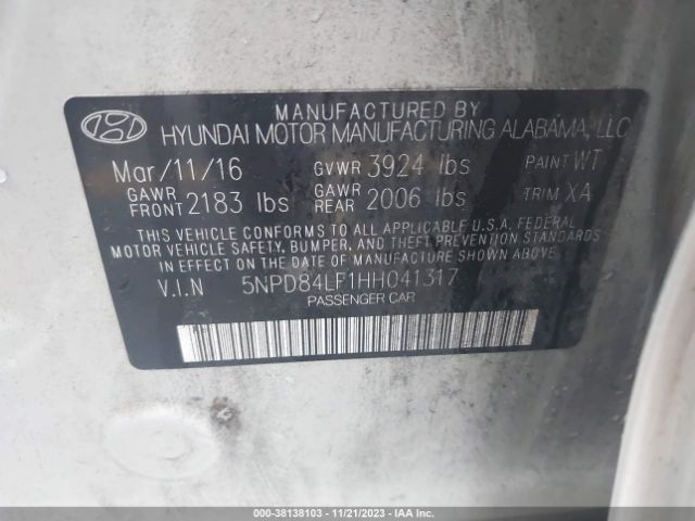 Photo 8 VIN: 5NPD84LF1HH041317 - HYUNDAI ELANTRA 