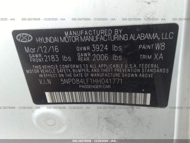 Photo 8 VIN: 5NPD84LF1HH041771 - HYUNDAI ELANTRA 