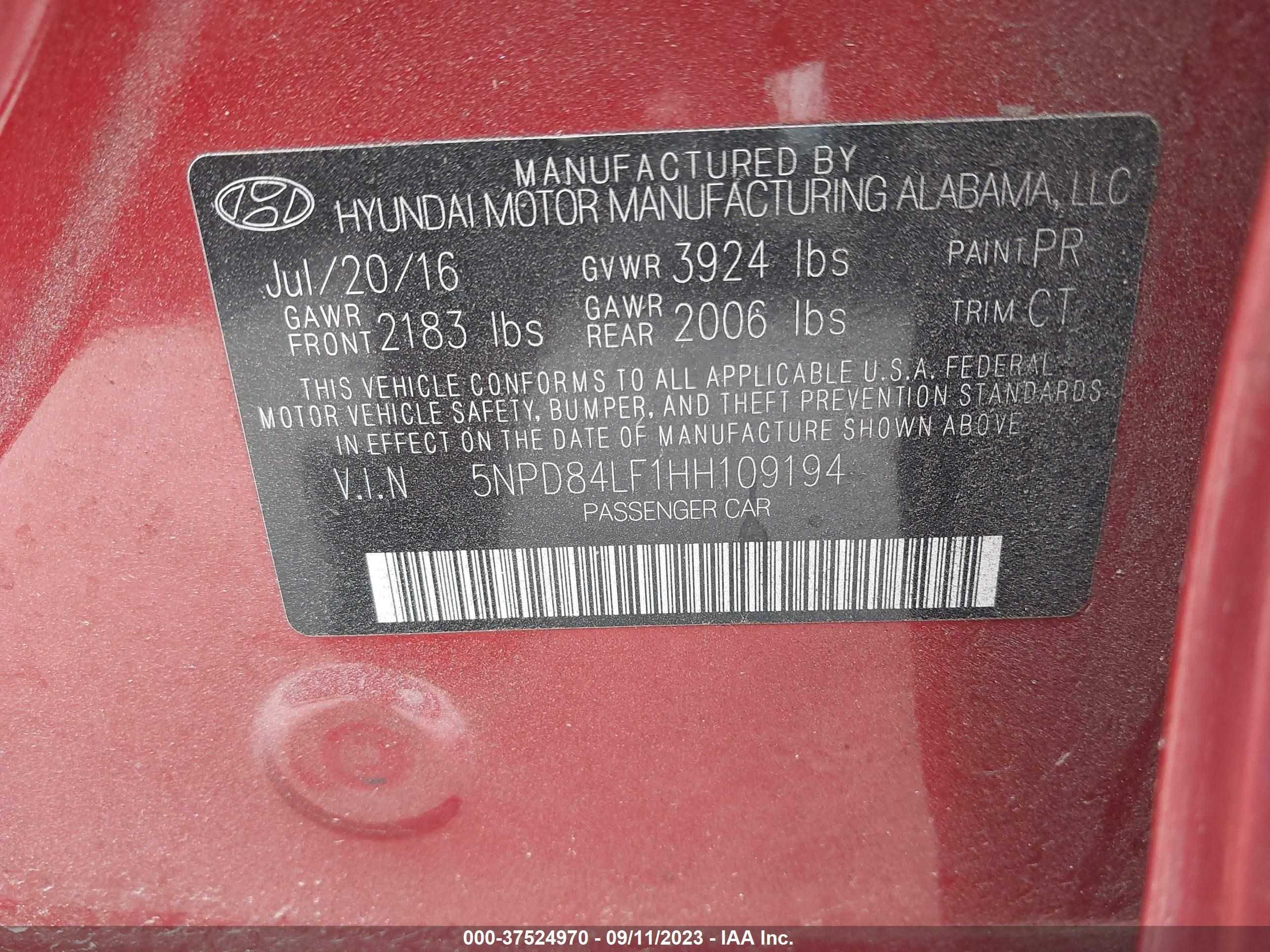 Photo 8 VIN: 5NPD84LF1HH109194 - HYUNDAI ELANTRA 