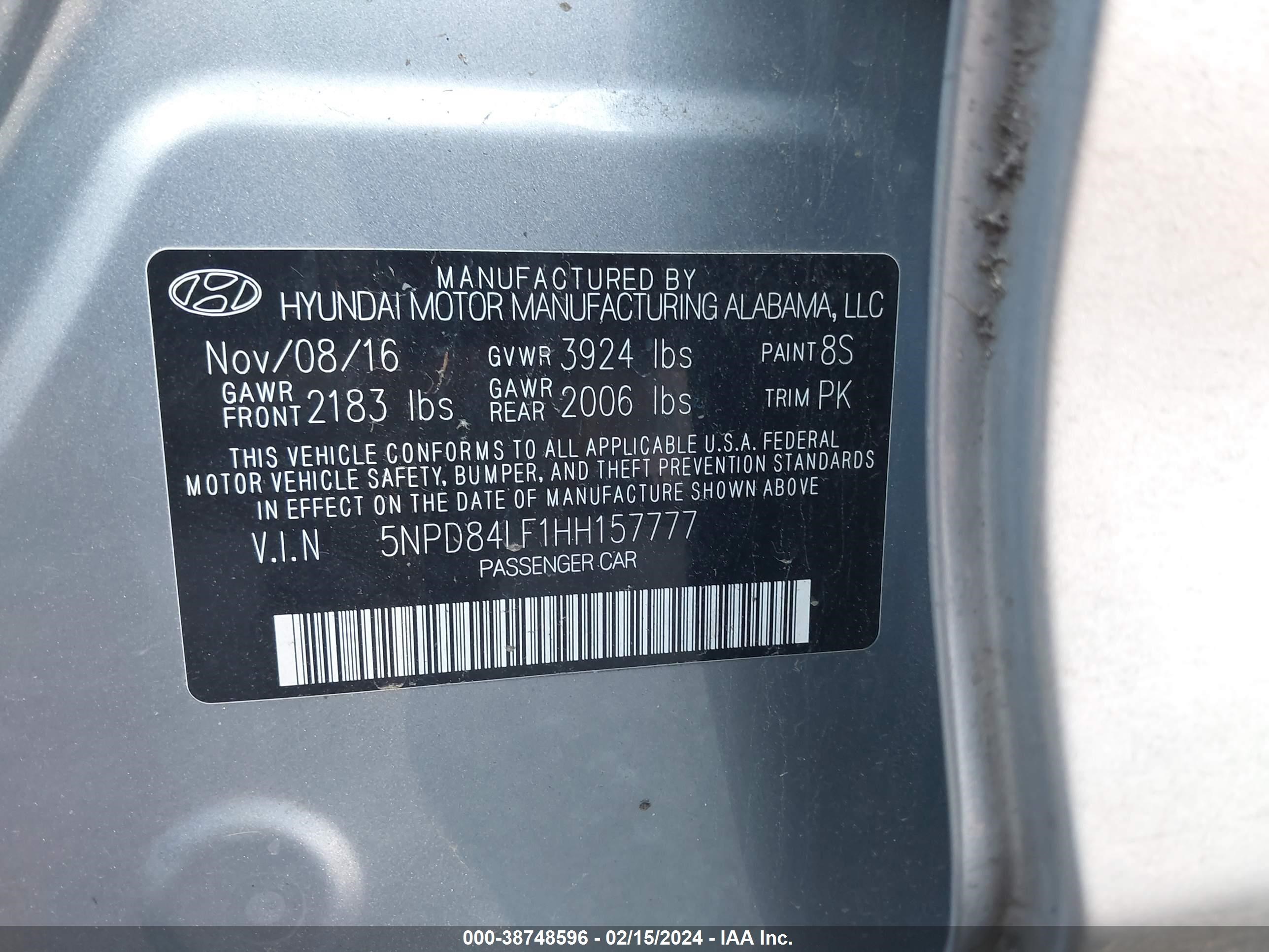 Photo 8 VIN: 5NPD84LF1HH157777 - HYUNDAI ELANTRA 