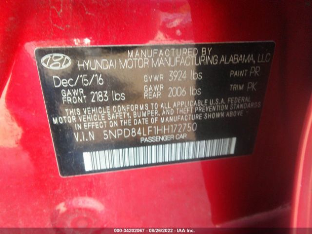 Photo 8 VIN: 5NPD84LF1HH172750 - HYUNDAI ELANTRA 