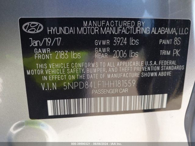 Photo 8 VIN: 5NPD84LF1HH181559 - HYUNDAI ELANTRA 