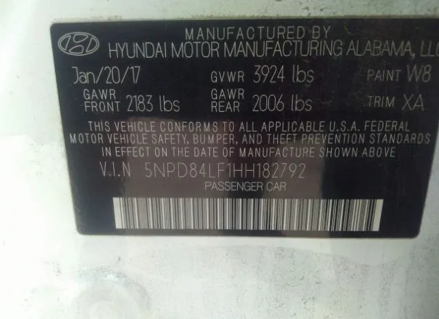 Photo 8 VIN: 5NPD84LF1HH182792 - HYUNDAI ELANTRA 