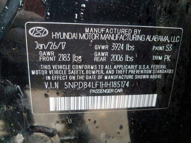 Photo 9 VIN: 5NPD84LF1HH185174 - HYUNDAI ELANTRA SE 