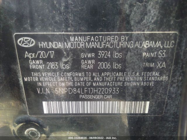 Photo 8 VIN: 5NPD84LF1JH220933 - HYUNDAI ELANTRA 