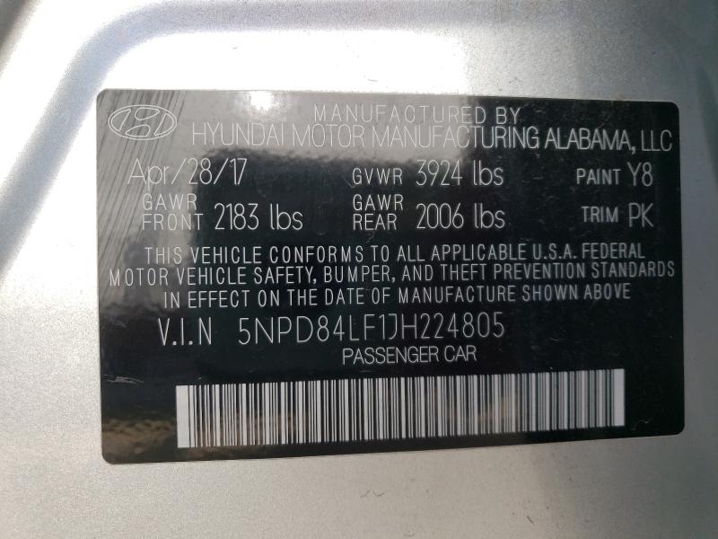 Photo 9 VIN: 5NPD84LF1JH224805 - HYUNDAI ELANTRA SE 