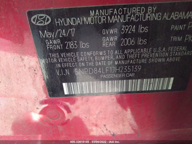 Photo 8 VIN: 5NPD84LF1JH235139 - HYUNDAI ELANTRA 