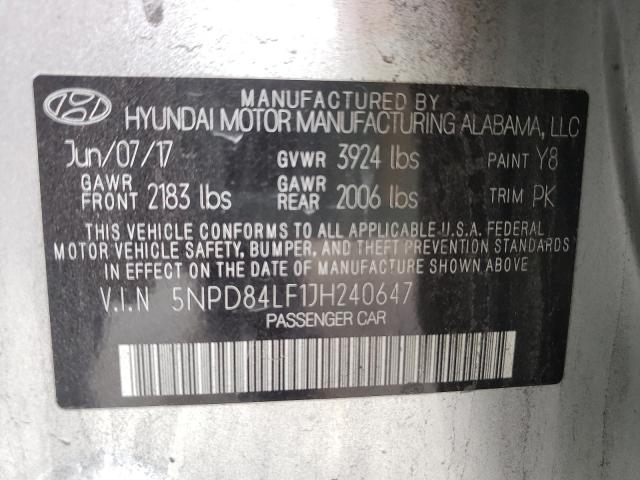 Photo 9 VIN: 5NPD84LF1JH240647 - HYUNDAI ELANTRA SE 