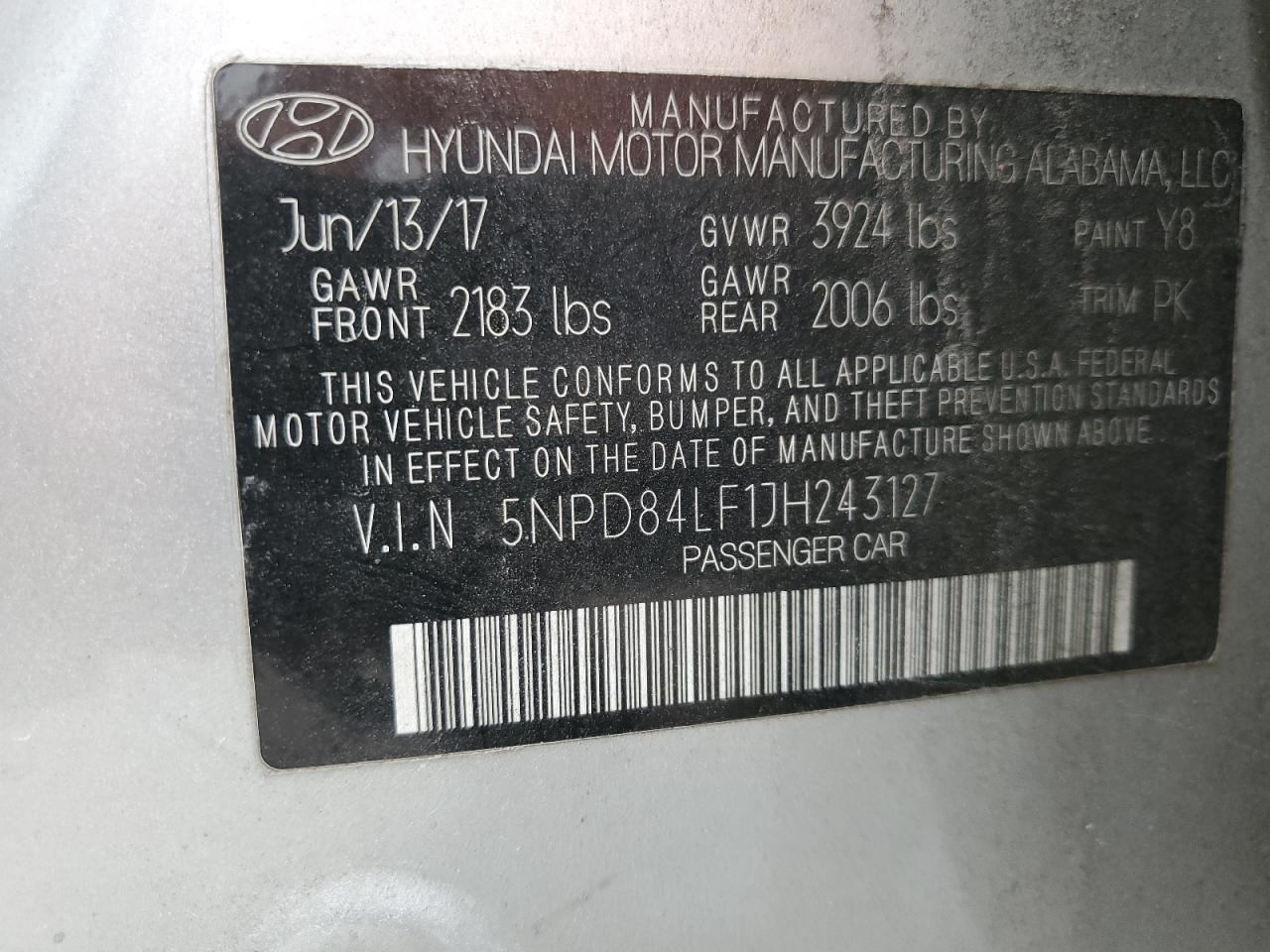 Photo 11 VIN: 5NPD84LF1JH243127 - HYUNDAI ELANTRA 