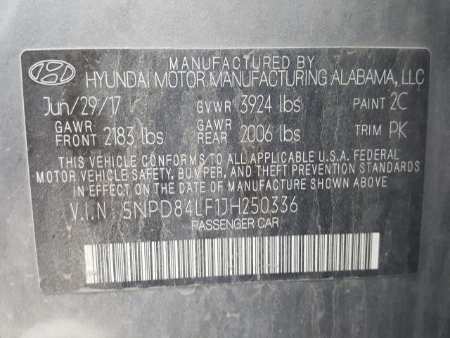 Photo 9 VIN: 5NPD84LF1JH250336 - HYUNDAI ELANTRA SE 