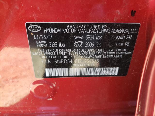 Photo 9 VIN: 5NPD84LF1JH254578 - HYUNDAI ELANTRA SE 