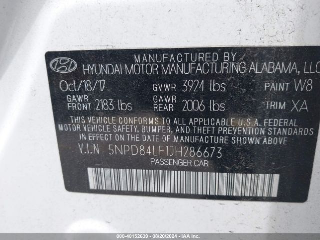 Photo 8 VIN: 5NPD84LF1JH286673 - HYUNDAI ELANTRA 