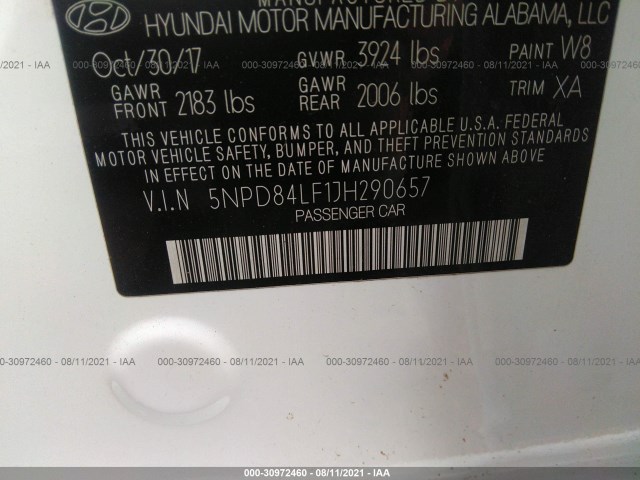 Photo 8 VIN: 5NPD84LF1JH290657 - HYUNDAI ELANTRA 