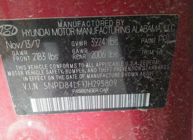 Photo 8 VIN: 5NPD84LF1JH295809 - HYUNDAI ELANTRA 