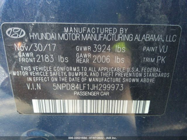 Photo 8 VIN: 5NPD84LF1JH299973 - HYUNDAI ELANTRA 