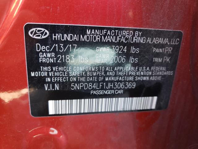 Photo 9 VIN: 5NPD84LF1JH306369 - HYUNDAI ELANTRA SE 