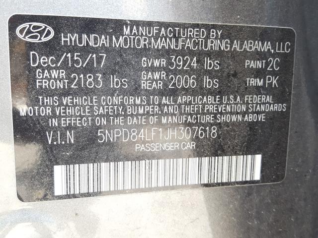 Photo 9 VIN: 5NPD84LF1JH307618 - HYUNDAI ELANTRA SE 