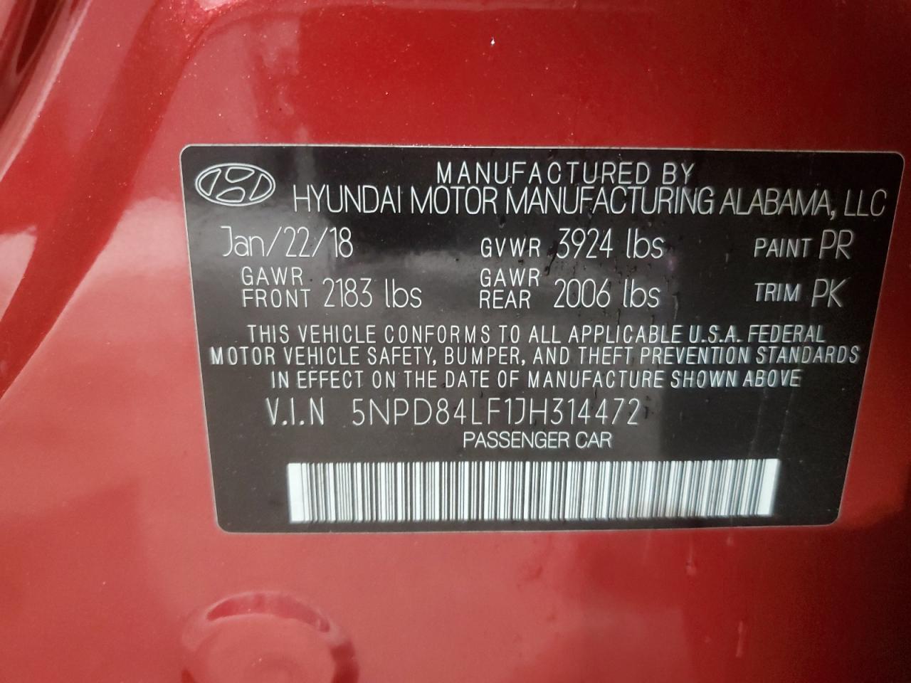 Photo 12 VIN: 5NPD84LF1JH314472 - HYUNDAI ELANTRA 