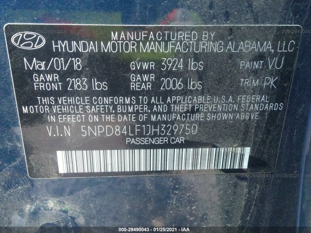 Photo 8 VIN: 5NPD84LF1JH329750 - HYUNDAI ELANTRA 