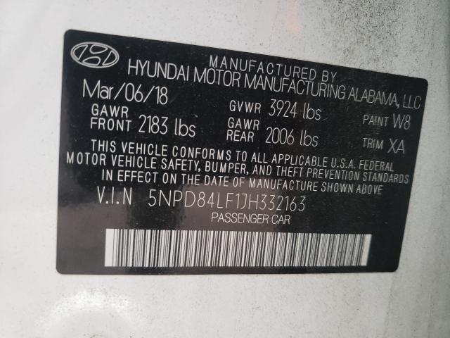 Photo 9 VIN: 5NPD84LF1JH332163 - HYUNDAI ELANTRA SE 