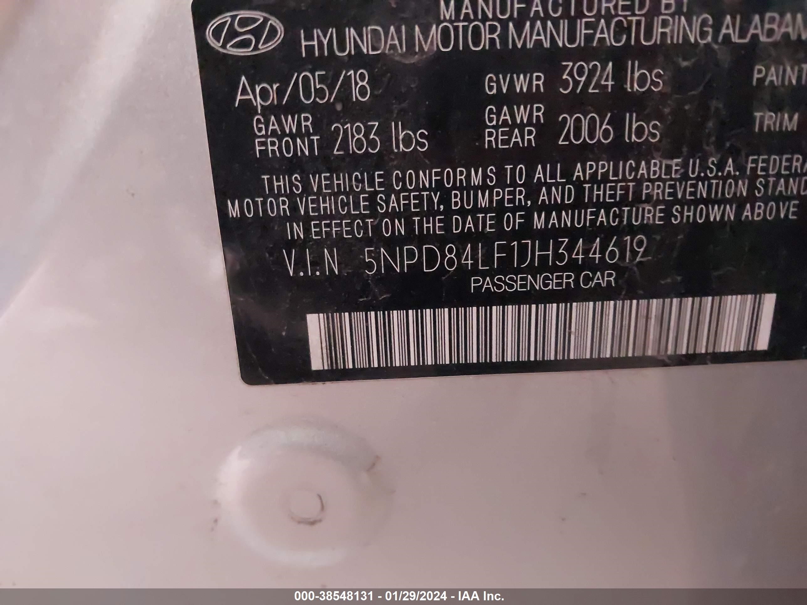 Photo 8 VIN: 5NPD84LF1JH344619 - HYUNDAI ELANTRA 