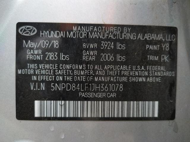 Photo 9 VIN: 5NPD84LF1JH361078 - HYUNDAI ELANTRA SE 