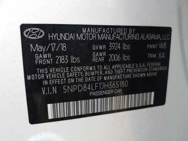 Photo 9 VIN: 5NPD84LF1JH365180 - HYUNDAI ELANTRA SE 