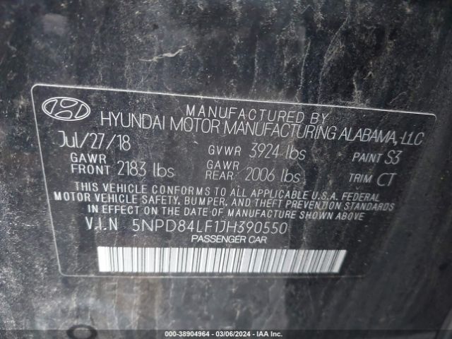 Photo 8 VIN: 5NPD84LF1JH390550 - HYUNDAI ELANTRA 