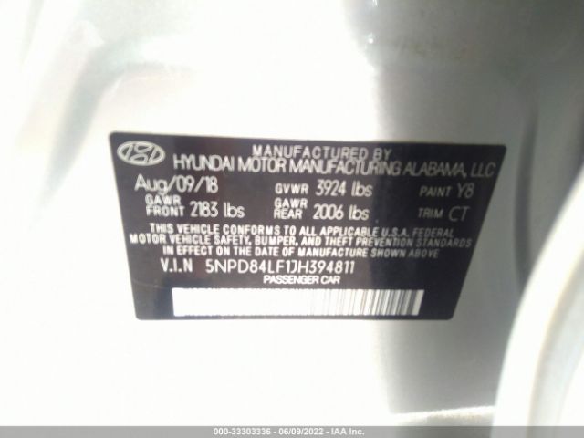 Photo 8 VIN: 5NPD84LF1JH394811 - HYUNDAI ELANTRA 