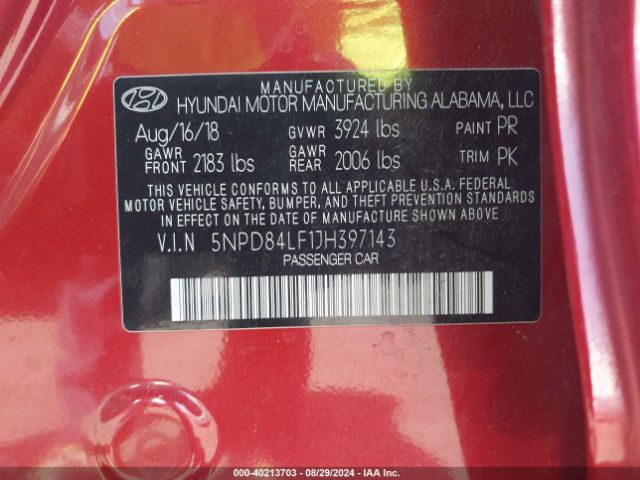 Photo 8 VIN: 5NPD84LF1JH397143 - HYUNDAI ELANTRA 