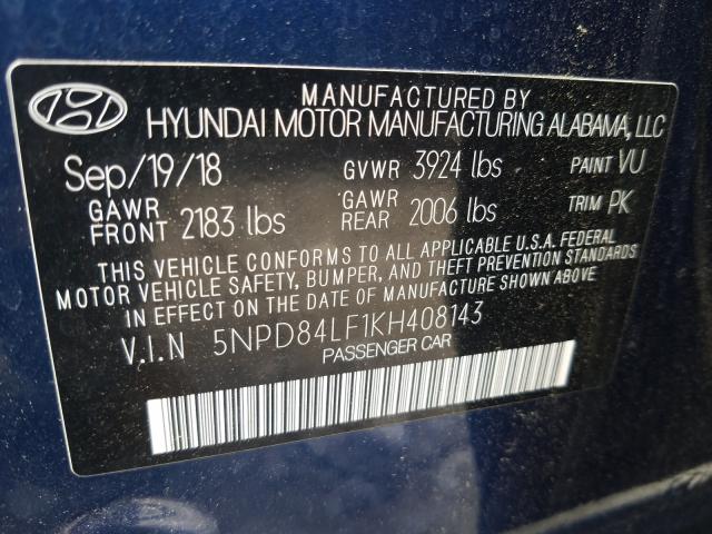 Photo 9 VIN: 5NPD84LF1KH408143 - HYUNDAI ELANTRA SE 