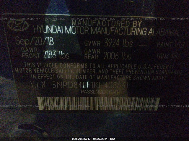 Photo 8 VIN: 5NPD84LF1KH408661 - HYUNDAI ELANTRA 