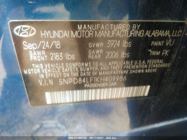 Photo 8 VIN: 5NPD84LF1KH409986 - HYUNDAI ELANTRA 