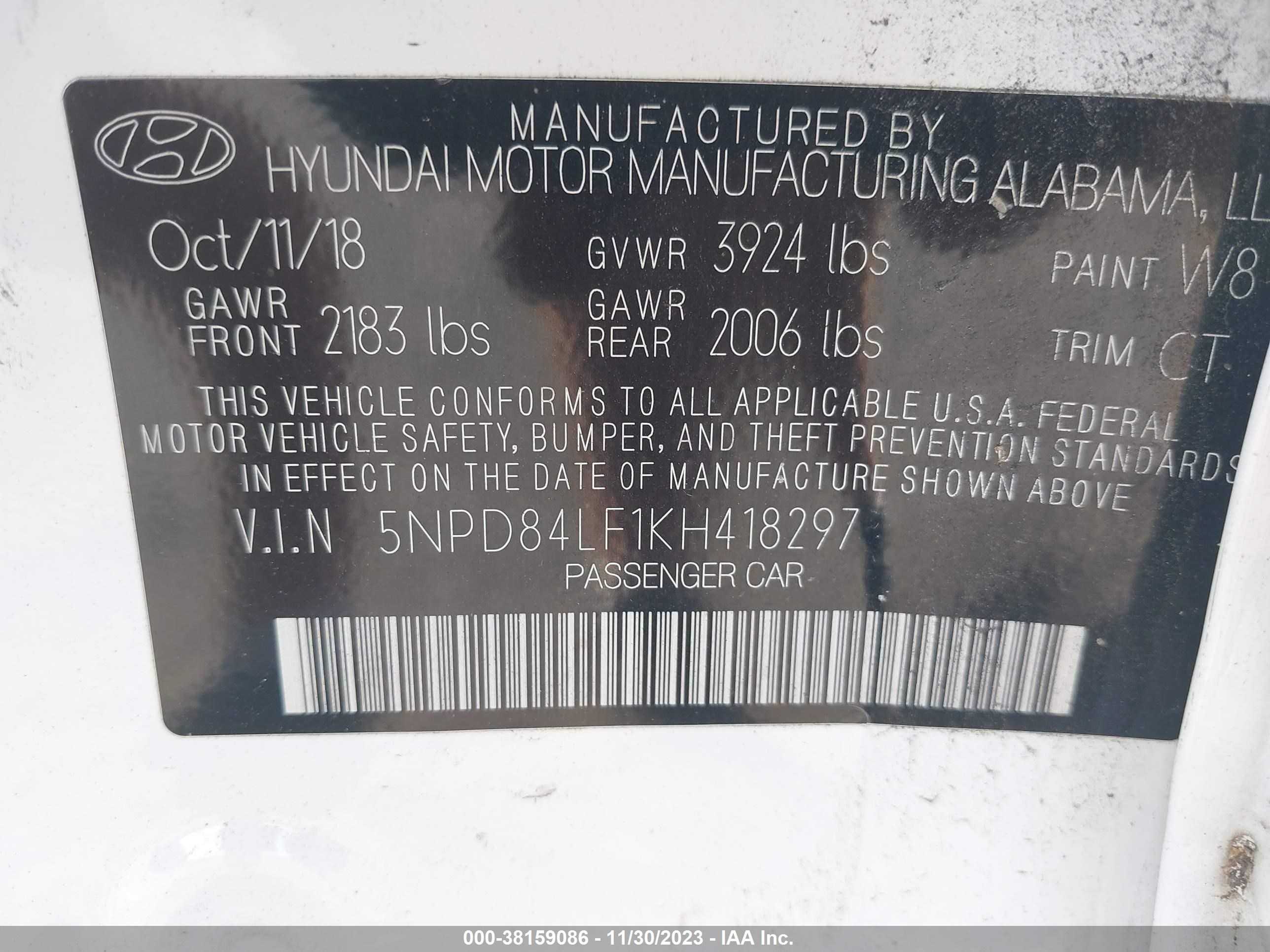 Photo 8 VIN: 5NPD84LF1KH418297 - HYUNDAI ELANTRA 